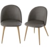 Chaises professionnelles vintage gris anthracite et métal imitation chêne (x2)